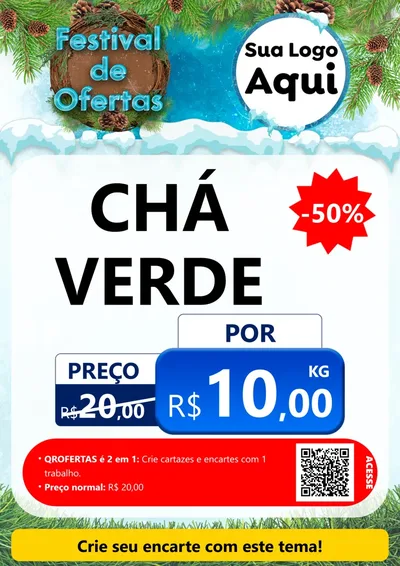 Modelo de Cartaz para Cartaz A4 Vertical com o tema Festival de Ofertas - Inverno para Produtos Naturais