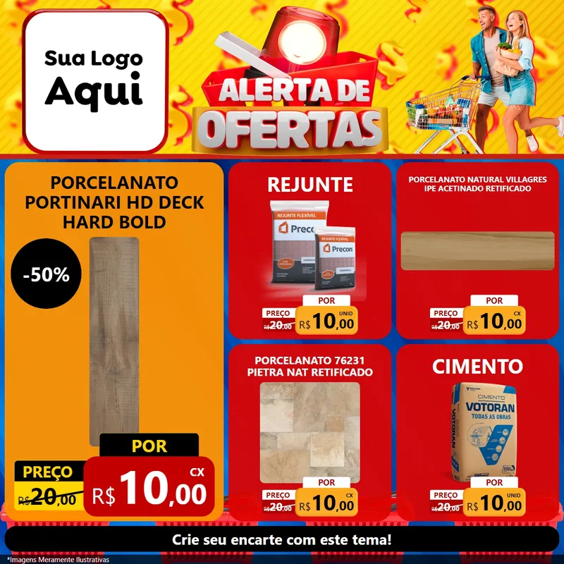 Modelo de Rede Social para Feed Facebook com o tema Alerta de Ofertas para Pisos e revestimentos
