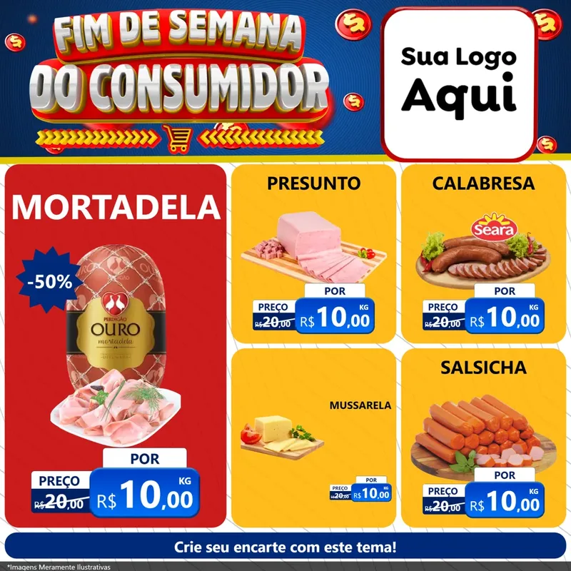Modelo de Rede Social para Feed Facebook com o tema Fim de Semana do Consumidor para Frios e Laticínios
