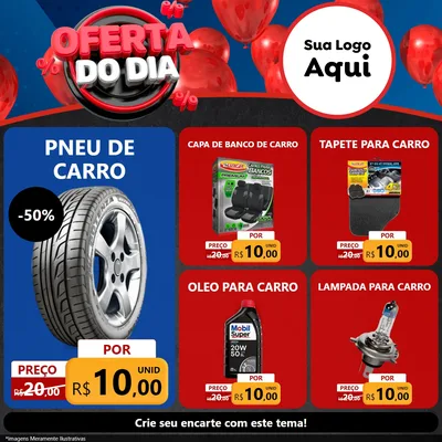 Modelo de Rede Social para Feed Facebook com o tema Oferta do Dia para Auto peças