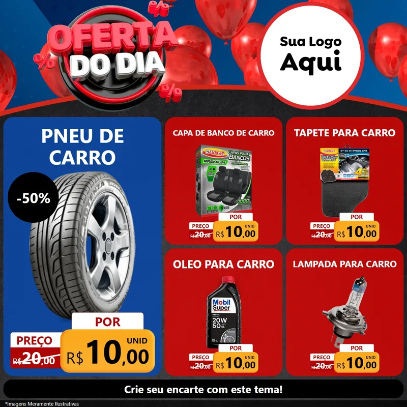 Modelo de Rede Social para Feed Facebook com o tema Oferta do Dia para Auto peças