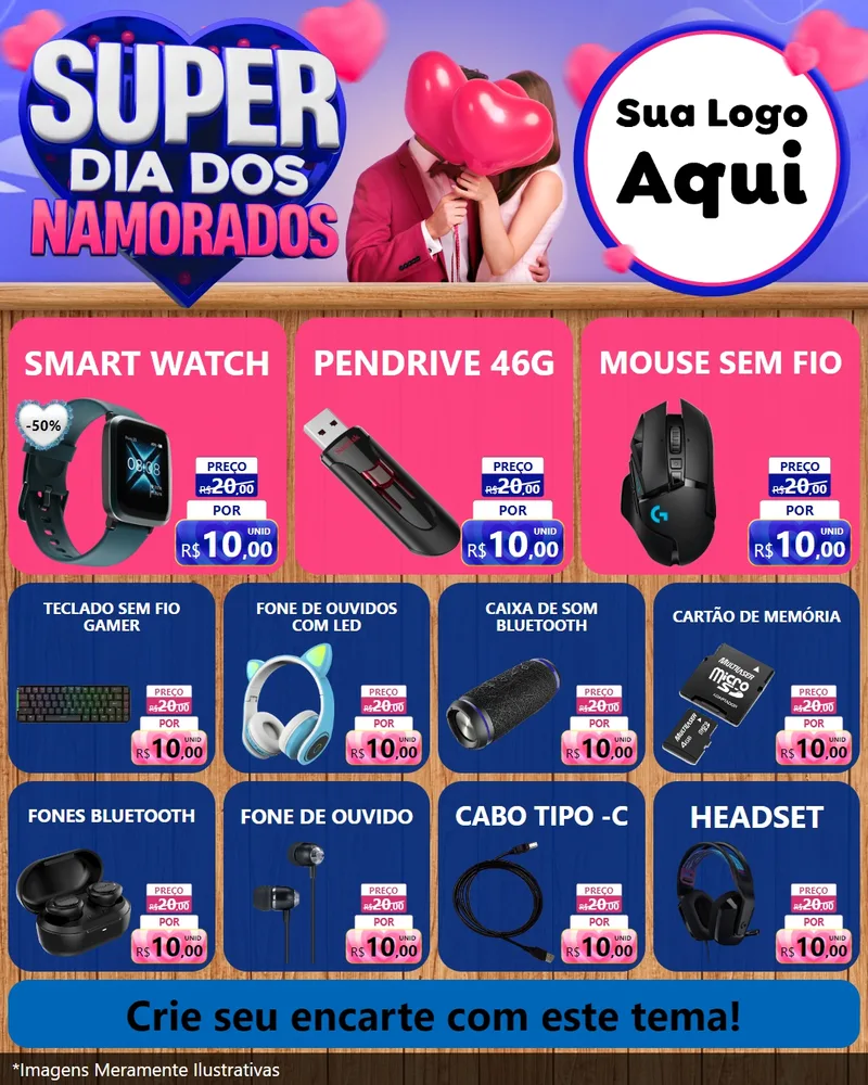 Modelo de Rede Social para Feed Instagram com o tema Super Dia dos Namorados para Informática