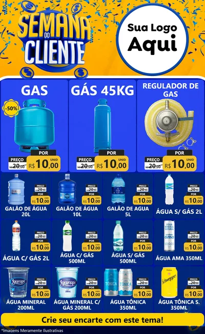 Modelo de Encarte para Encarte Grande com o tema Semana do Cliente para Água e gás