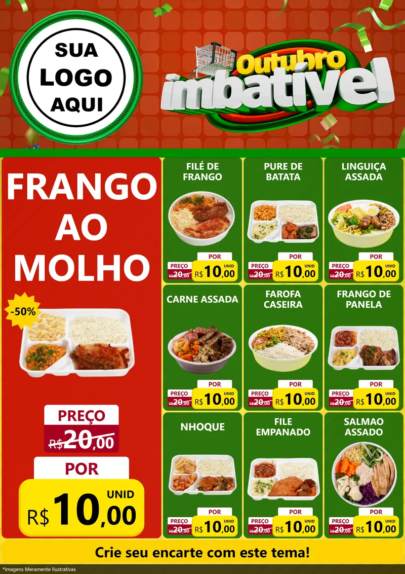 Modelo de Encarte para Encarte A4 Vertical com o tema Outubro Imbatível para Restaurante