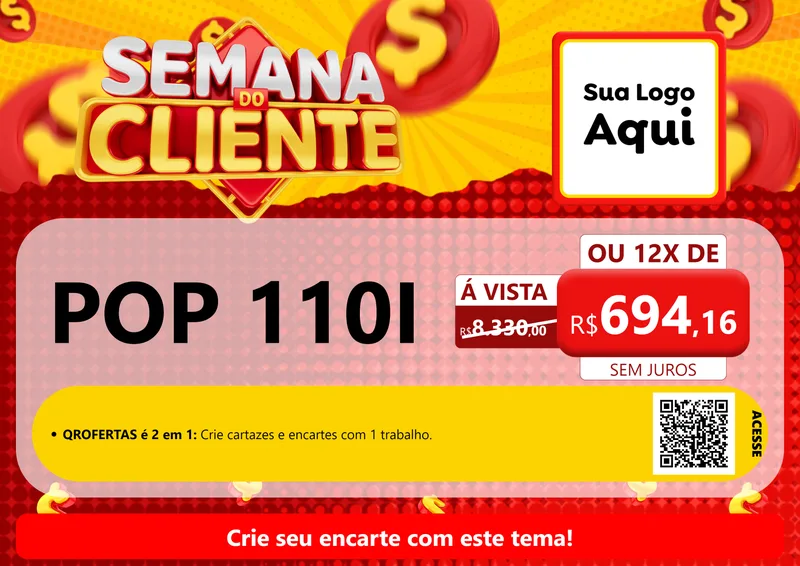 Modelo de Cartaz para Cartaz A4 Horizontal com o tema Semana do Cliente para Concessionaria de Motos