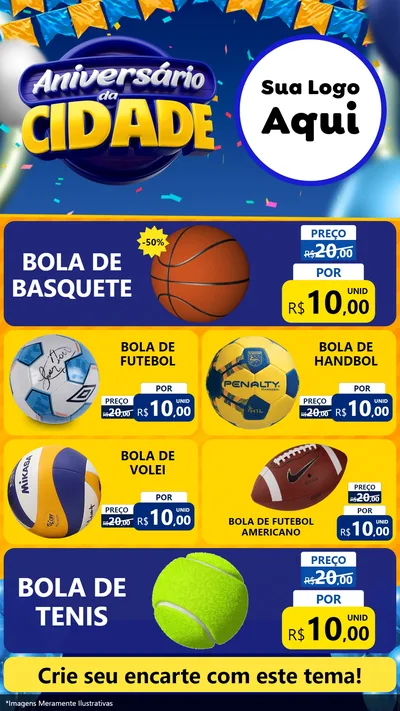 Modelo de TV para TV Vertical com o tema Aniversário da Cidade para Artigos Esportivos