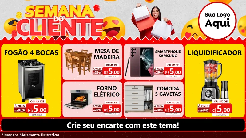 Modelo de TV para TV Horizontal com o tema Semana do Cliente para Móveis e Eletro