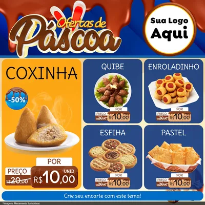 Modelo de Rede Social para Feed Facebook com o tema Ofertas de Páscoa para Salgadaria