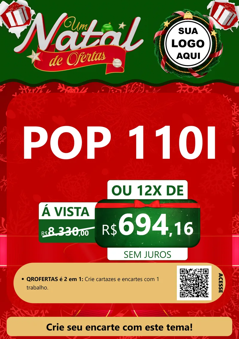 Modelo de Cartaz para Cartaz A4 Vertical com o tema Um Natal de Ofertas para Concessionaria de Motos