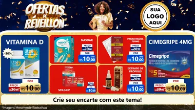 Modelo de TV para TV Horizontal com o tema Ofertas de Réveillon para Farmácia