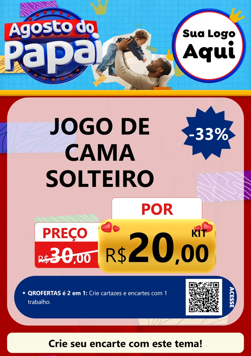 Modelo de Cartaz para Cartaz A4 Vertical com o tema Agosto do Papai para Cama, Mesa e Banho