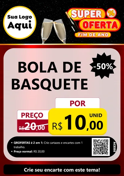 Modelo de Cartaz para Cartaz A4 Vertical com o tema Super Oferta Fim de Ano para Artigos Esportivos