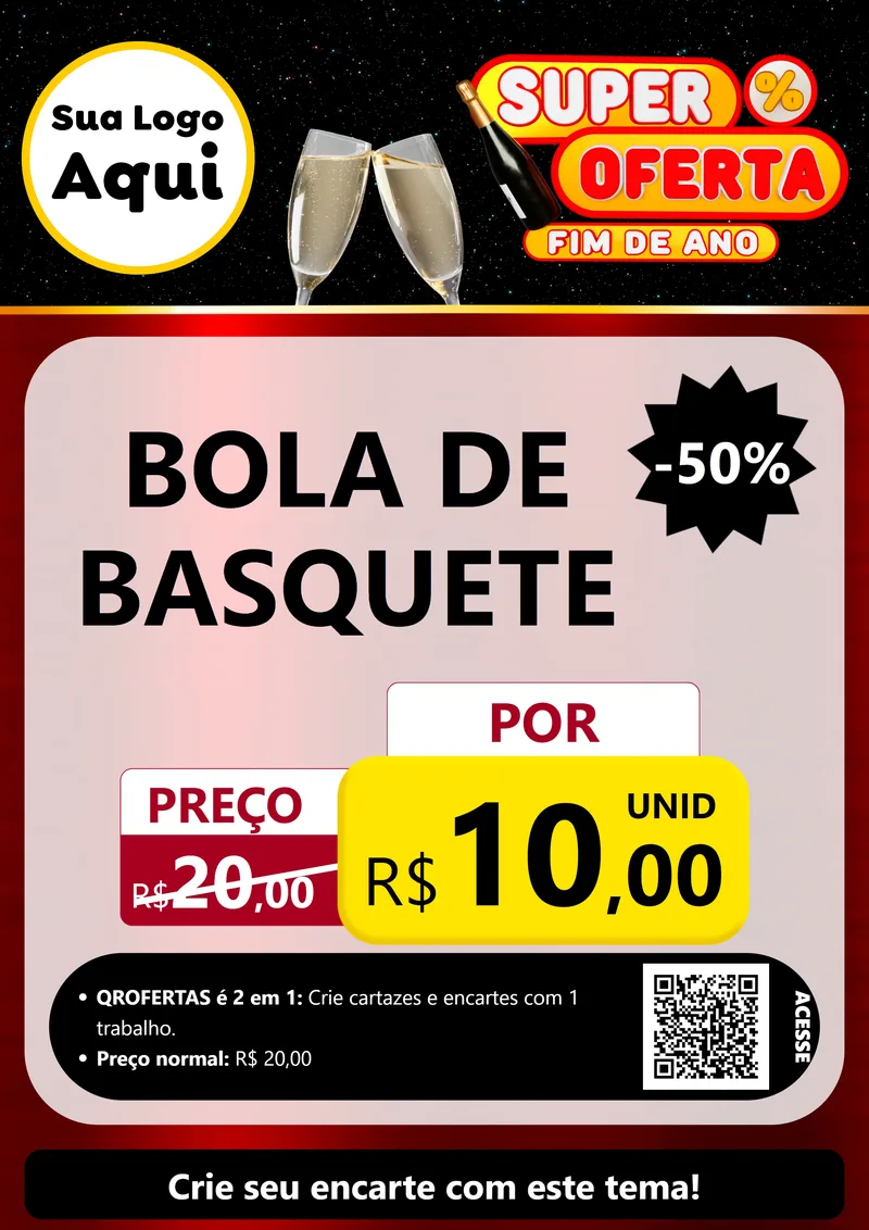 Modelo de Cartaz para Cartaz A4 Vertical com o tema Super Oferta Fim de Ano para Artigos Esportivos