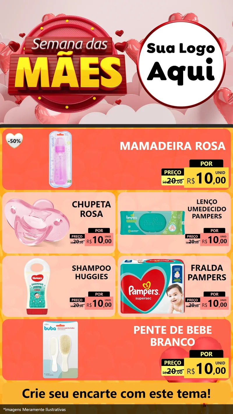 Modelo de TV para TV Vertical com o tema Semana das Mães para Bebês