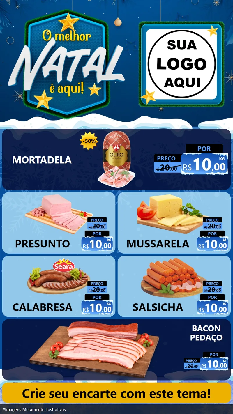 Modelo de TV para TV Vertical com o tema O Melhor Natal É Aqui! para Frios e Laticínios