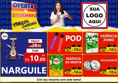 Modelo de Encarte para Encarte A4 Horizontal com o tema Ofertas de Dezembro - Preços Incríveis para Tabacaria