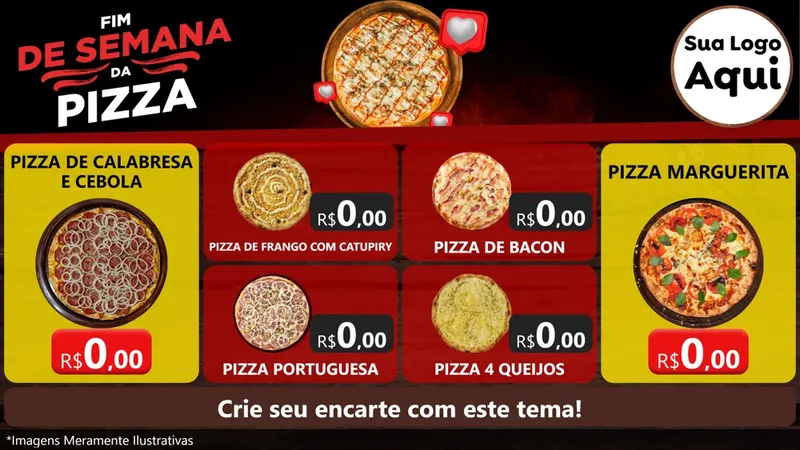 Modelo de TV para TV Horizontal com o tema Fim de semana da pizza para Pizzaria
