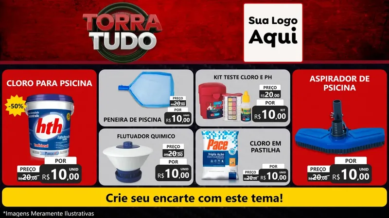Modelo de TV para TV Horizontal com o tema Torra Tudo para Produtos para Piscina