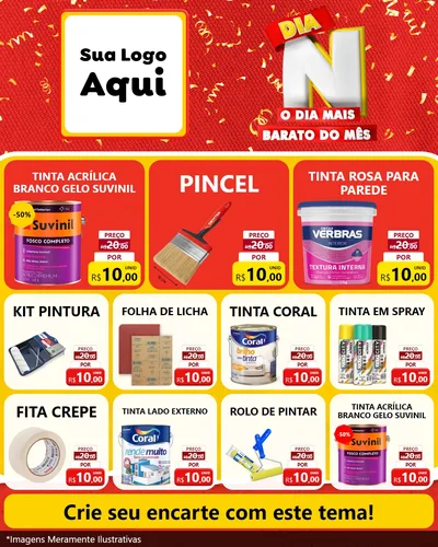 Modelo de Rede Social para Feed Instagram com o tema Dia N o Dia Mais Barato do Mês para Tintas e Ferramentas
