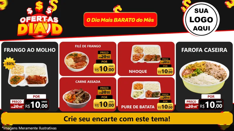 Modelo de TV para TV Horizontal com o tema Ofertas Dia D para Restaurante