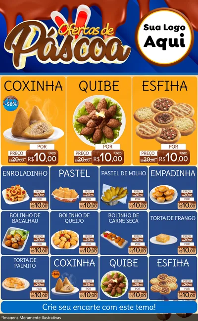 Modelo de Encarte para Encarte Grande com o tema Ofertas de Páscoa para Salgadaria