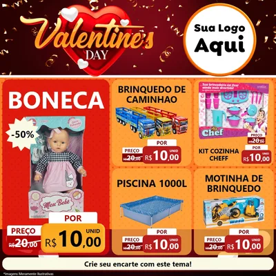 Modelo de Rede Social para Feed Facebook com o tema Valentine's Day para Brinquedos
