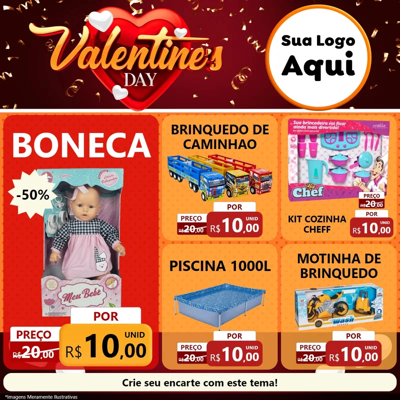 Modelo de Rede Social para Feed Facebook com o tema Valentine's Day para Brinquedos
