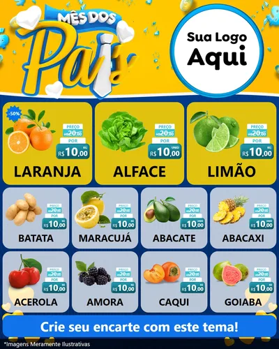 Modelo de Rede Social para Feed Instagram com o tema Mês dos Pais para Hortifrúti