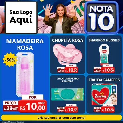 Modelo de Rede Social para Feed Facebook com o tema Nota 10 para Bebês