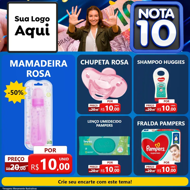 Modelo de Rede Social para Feed Facebook com o tema Nota 10 para Bebês