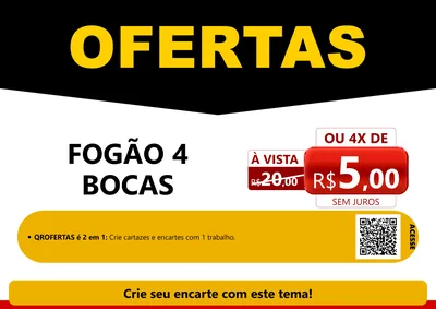 Modelo de Cartaz para Cartaz A4 Horizontal com o tema Ofertas Preto e Vermelho Cartaz para Móveis e Eletro