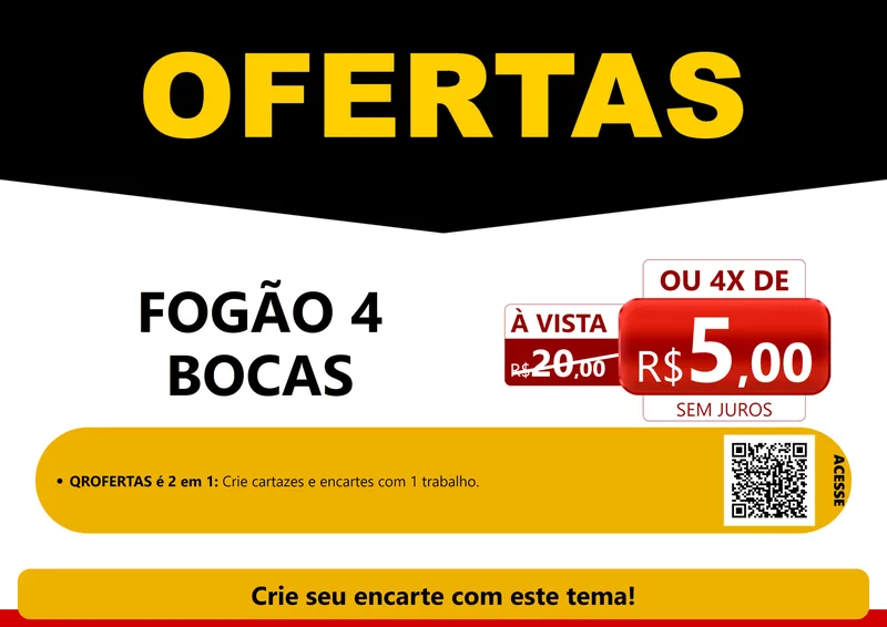 Modelo de Cartaz para Cartaz A4 Horizontal com o tema Ofertas Preto e Vermelho Cartaz para Móveis e Eletro