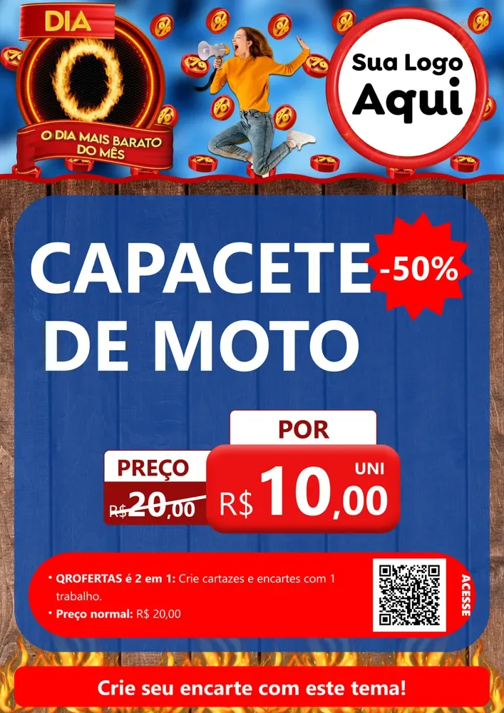 Modelo de Cartaz para Cartaz A4 Vertical com o tema Dia O - O Dia Mais Barato Do Mês para Moto peças