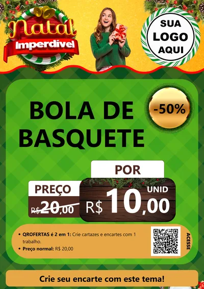 Modelo de Cartaz para Cartaz A4 Vertical com o tema Natal Imperdível para Artigos Esportivos