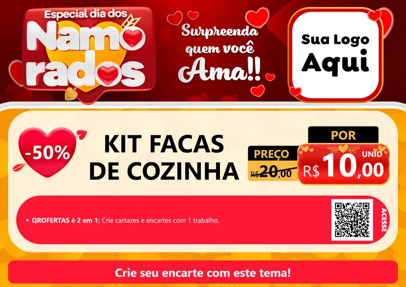 Modelo de Cartaz para Cartaz A4 Horizontal com o tema Especial Dia dos Namorados para Utilidades Domésticas