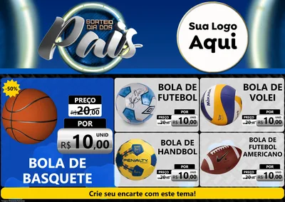 Modelo de Encarte para Encarte A4 Horizontal com o tema Sorteio Dia Dos Pais para Artigos Esportivos