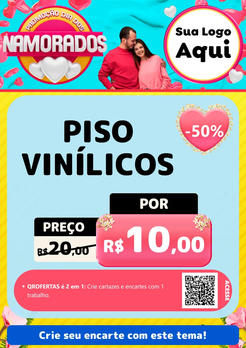 Modelo de Cartaz para Cartaz A4 Vertical com o tema Promoção Dia dos Namorados para Material para Construção