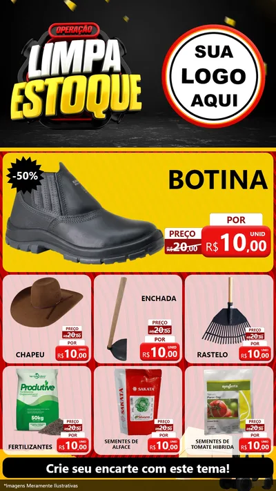 Modelo de Rede Social para Stories com o tema Operação Limpa Estoque para Agropecuária