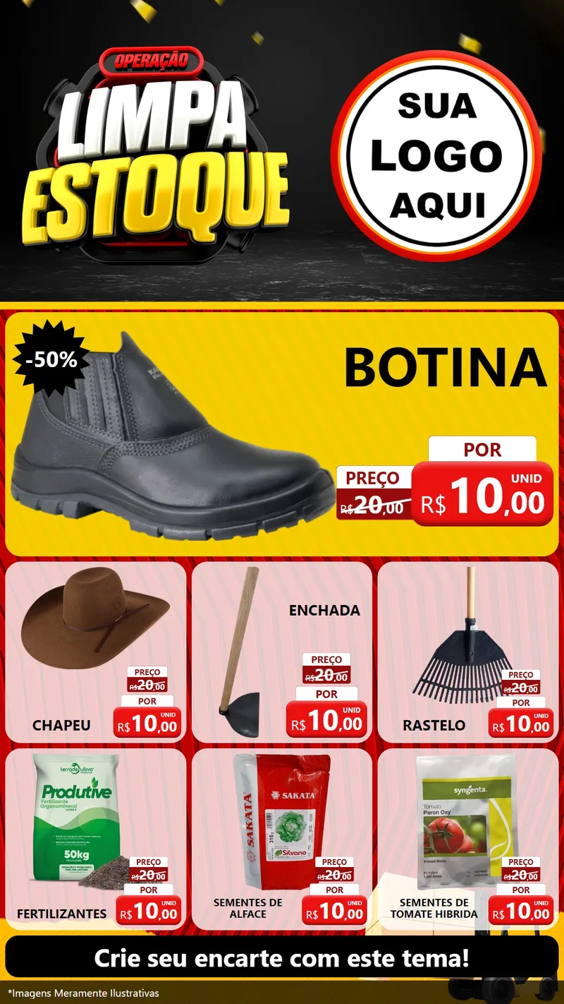 Modelo de Rede Social para Stories com o tema Operação Limpa Estoque para Agropecuária