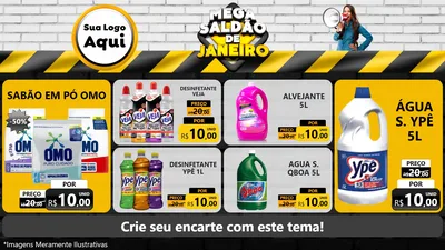Modelo de TV para TV Horizontal com o tema Mega Saldão de Janeiro para Produtos de Limpeza