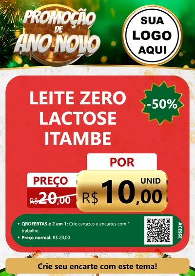 Modelo de Cartaz para Cartaz A4 Vertical com o tema Promoção de Ano Novo para Frios e Laticínios