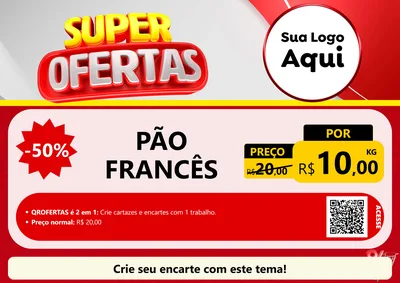 Modelo de Cartaz para Cartaz A4 Horizontal com o tema Super Ofertas para Padaria