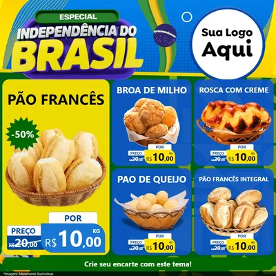 Modelo de Rede Social para Feed Facebook com o tema Especial Independência do Brasil para Padaria