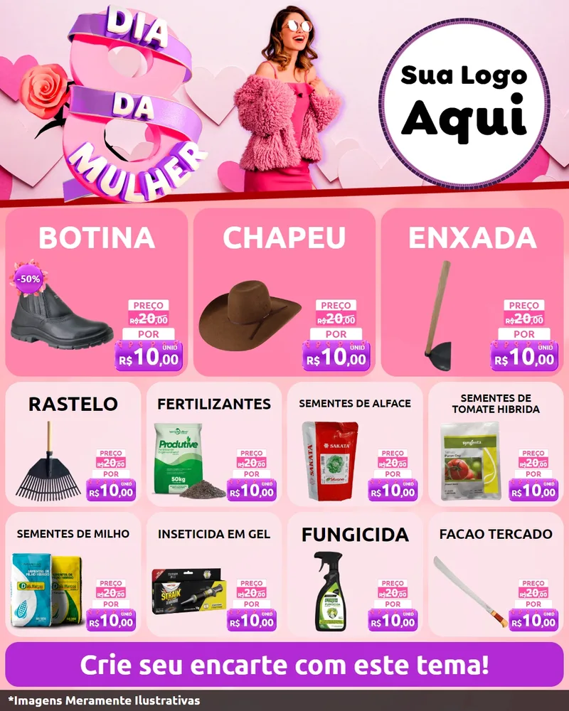 Modelo de Rede Social para Feed Instagram com o tema Dia da Mulher para Agropecuária
