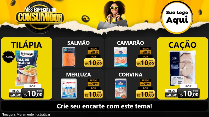 Modelo de TV para TV Horizontal com o tema Mês Especial do Consumidor para Peixaria