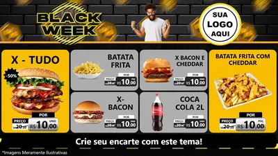 Modelo de TV para TV Horizontal com o tema Black Week para Hamburgueria