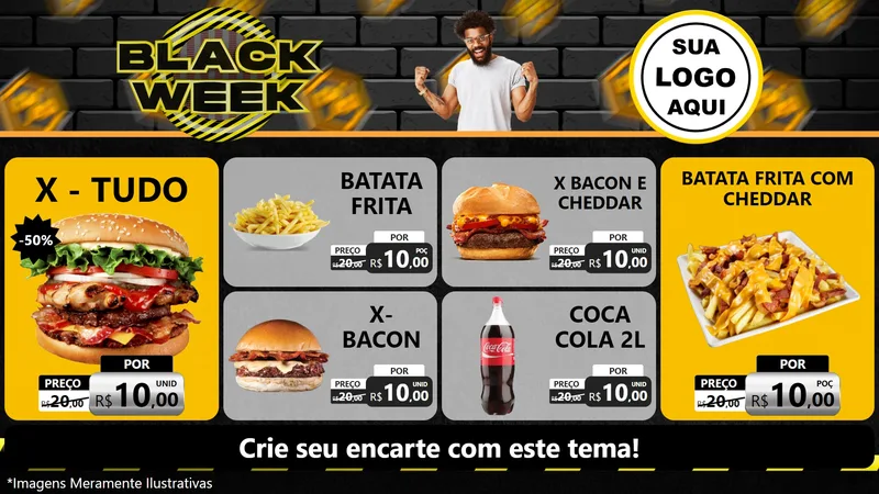 Modelo de TV para TV Horizontal com o tema Black Week para Hamburgueria