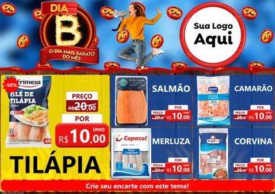 Modelo de Encarte para Encarte A4 Horizontal com o tema Dia B - O Dia Mais Barato Do Mês para Peixaria