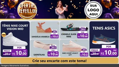 Modelo de TV para TV Horizontal com o tema Ofertas de Réveillon para Calçados