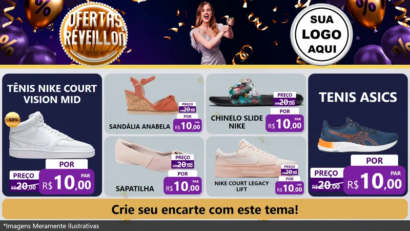 Modelo de TV para TV Horizontal com o tema Ofertas de Réveillon para Calçados